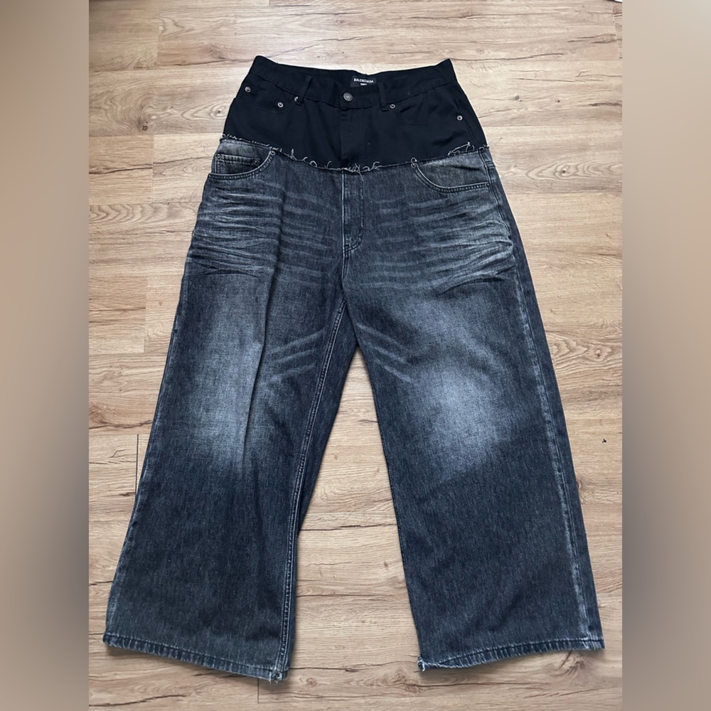 Wide Leg Stitched Black and Grey
